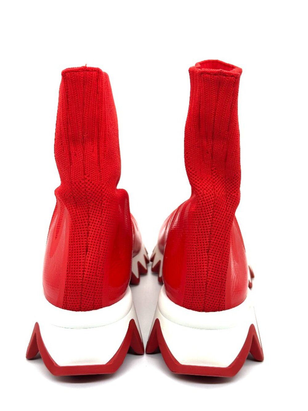 Christian Louboutin SHARKY SOCK Women Knit Flat Sneakers Shoes Loubi Red - Picture 7 of 10